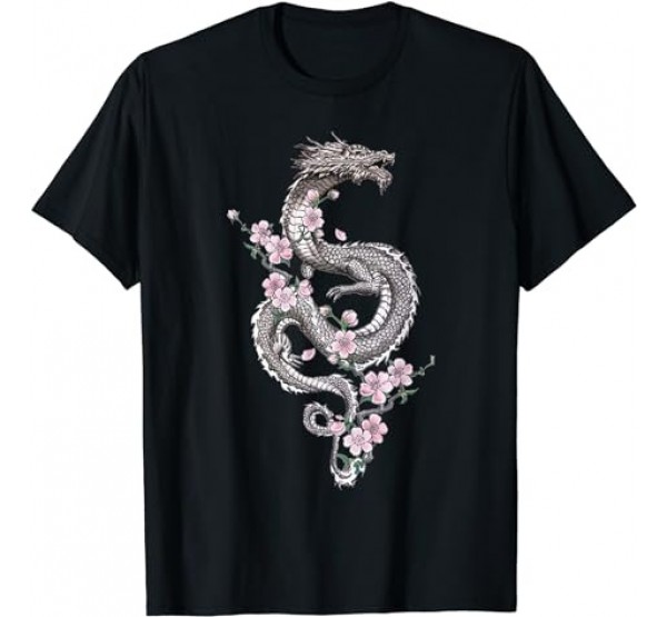 Aesthetic Dragon Cherry Blossom Dragon Japan Retro 80’s T-Shirt Aesthetic Dragon Cherry Blossom Dragon Japan Retro 80’s T-Shirt